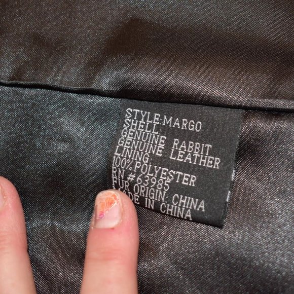 Beautiful Rabbit shrug wrap black rabbit fur, leather, and Rhinestones - Picture 7 of 9